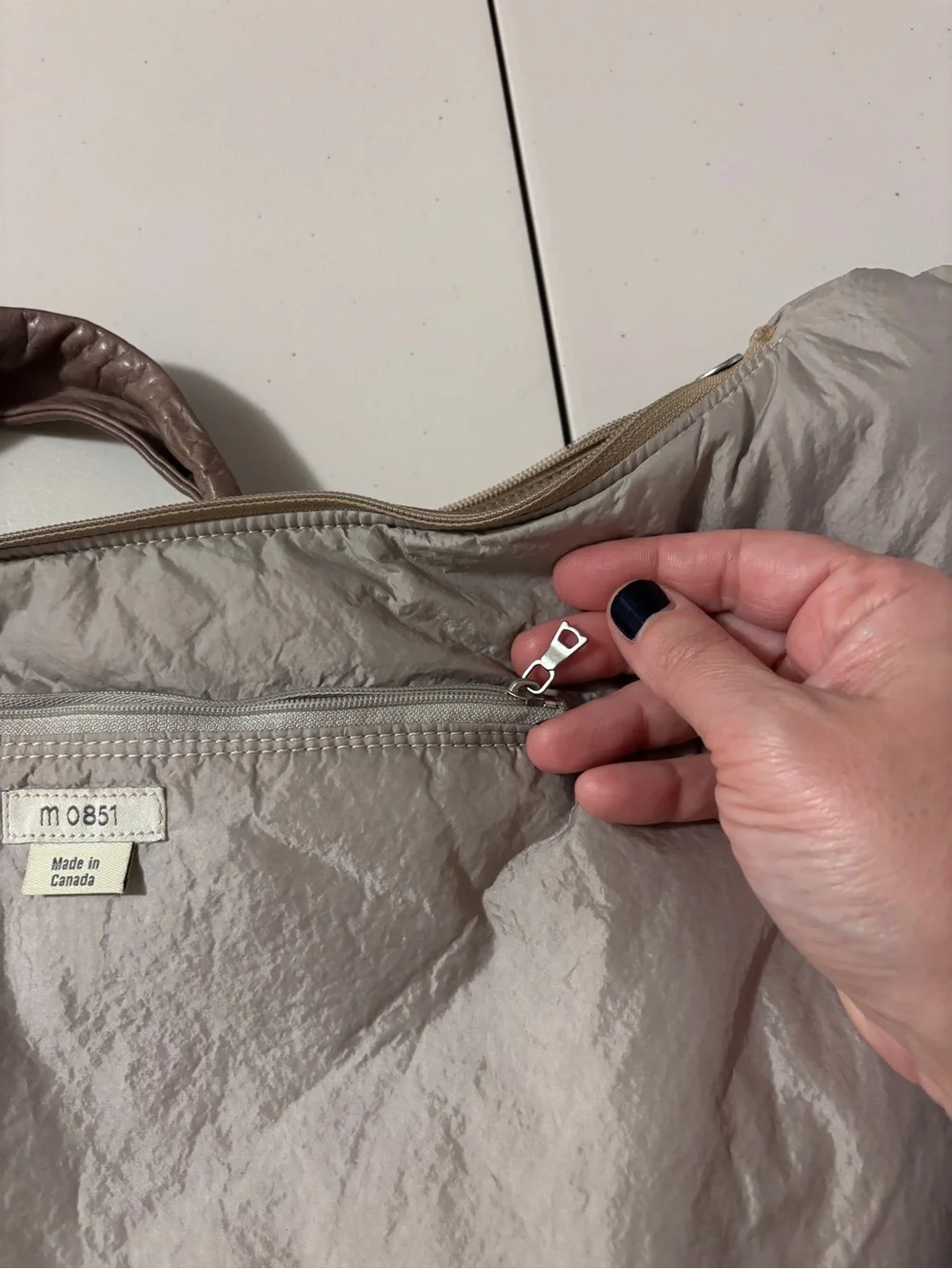 M0851 Crescent Shoulder Bag Knot Strap Tan Brown Soft Leather Hobo Minimalist
